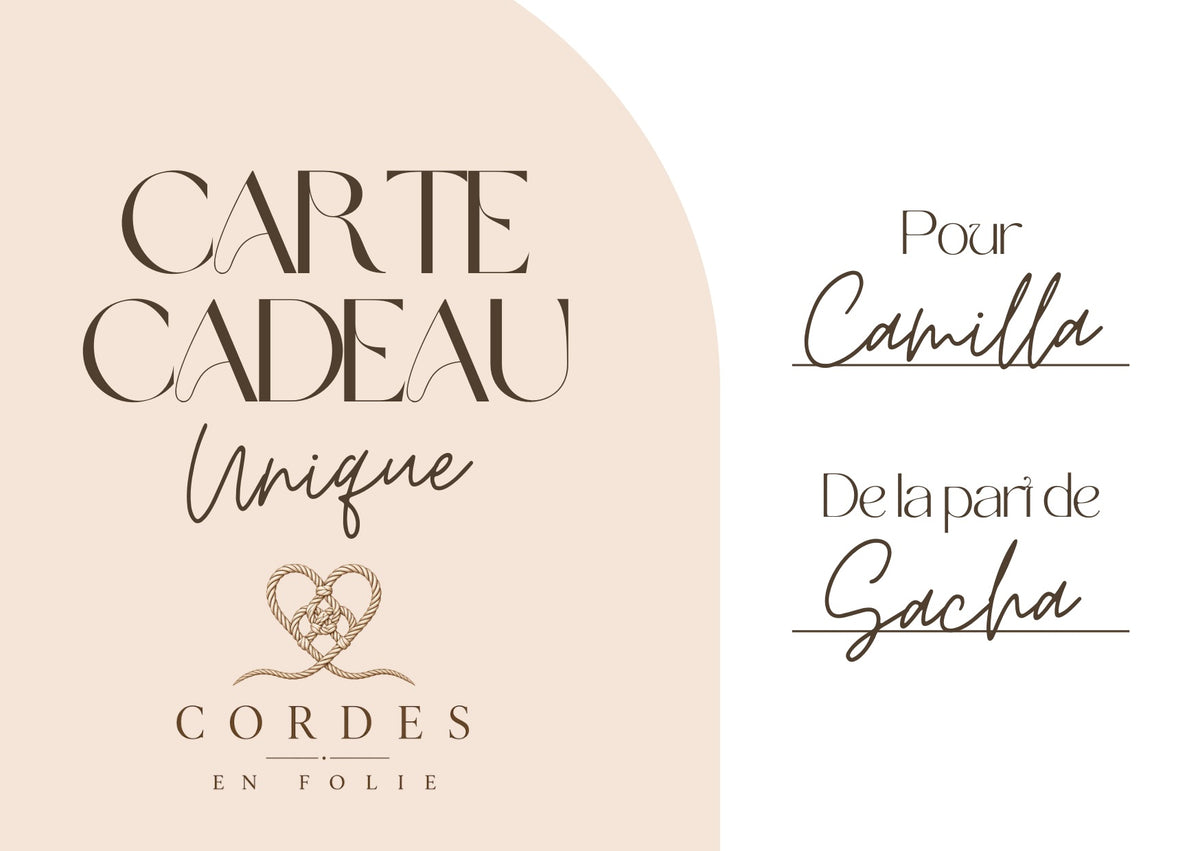 Carte cadeau Cordes en Folie – Offrez une création artisanale