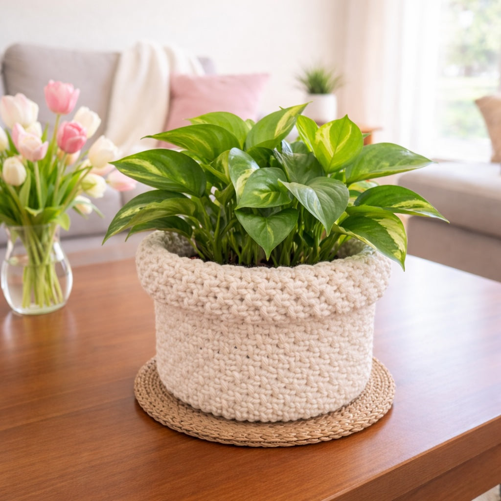 Panier Rond en macramé moyen