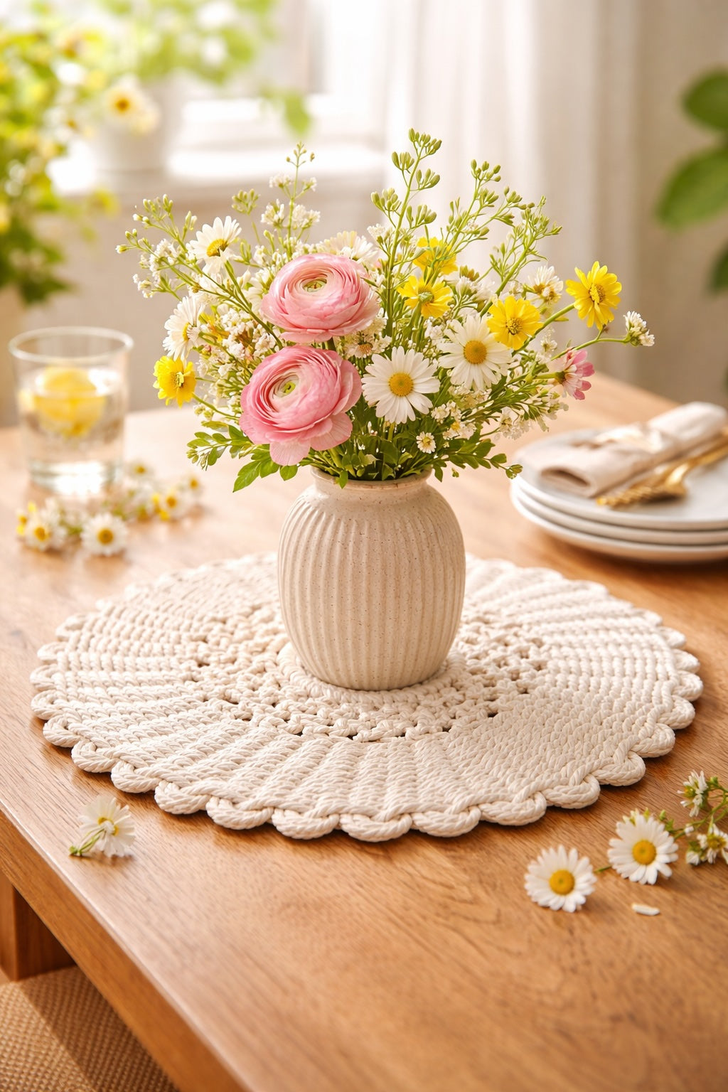 set de table rond en macramé collection Olivia