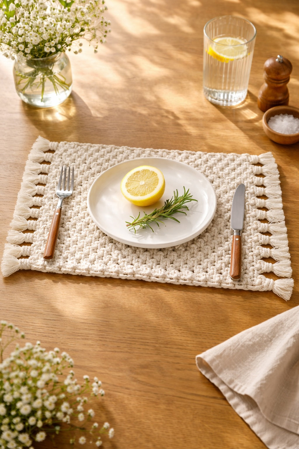 Pack art de la table en macramé/ collection Morgane